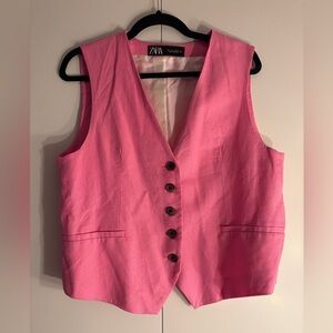 Zara Bright Pink Button-Front Vest